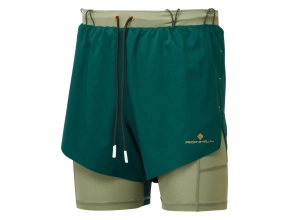 RONHILL Men's Tech Distance Twin Short - DeepLagoon/Woodland