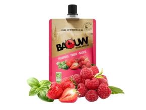 BAOUW Purées et Compotes Énergétiques Bio 90g - Framboise - Fraise - Basilic