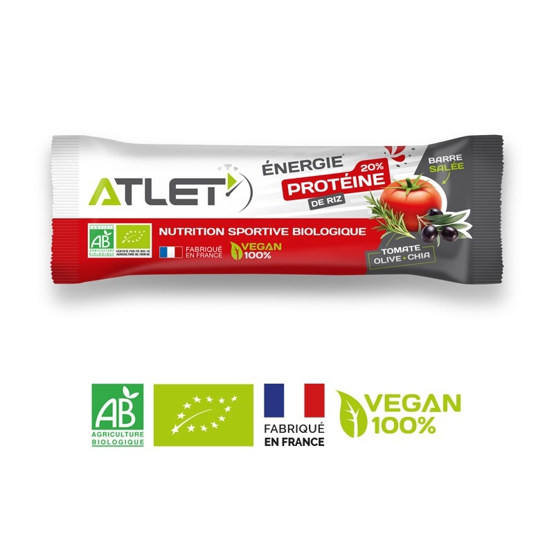 ATLET Barre énergétique protéinée bio 30g - Tomate - Olive - Chia
