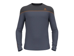 ODLO Top Crew Neck L/S REVELSTOKE PW 150 Men - Folkstone Gray/ India Ink Melange