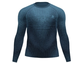 ODLO BlackComb Top Crew neck L/S Men - Saxony Blue