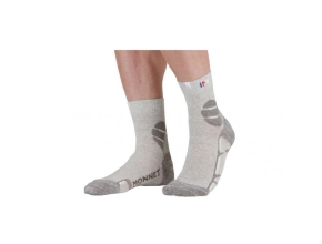 MONNET chaussettes Trek Lin MID - Gris/Ocre